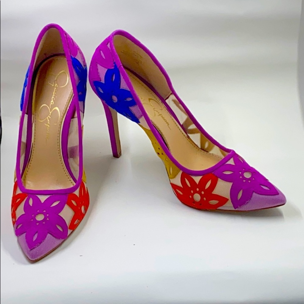 Jessica Simpson Mesh Floral Appliqué Heels